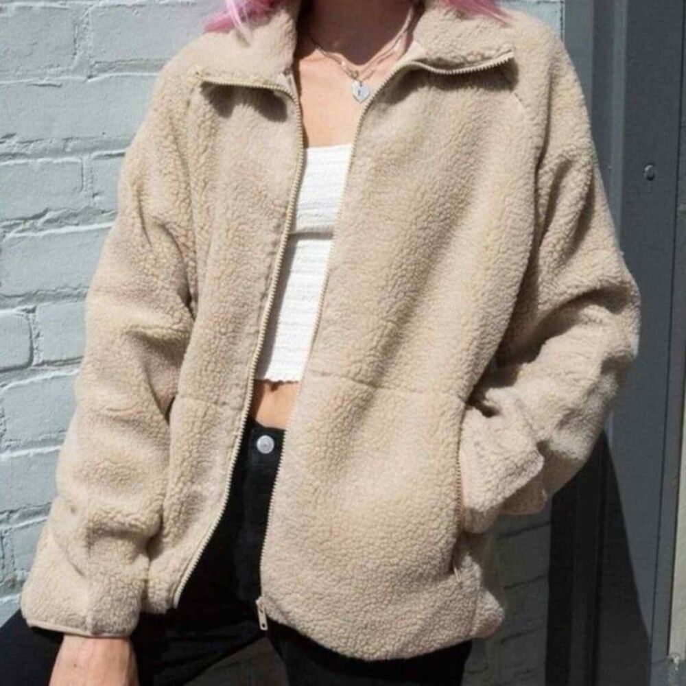 Brandy Melville John Galt Willow Sherpa Full Zip Teddy Jacket One Size